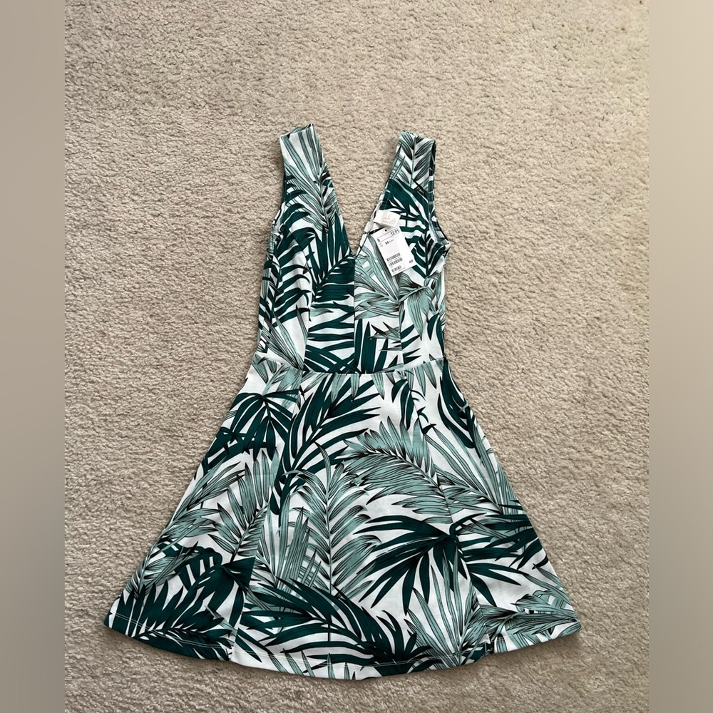 H&M green leave dress